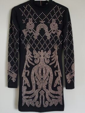 Black Studded Bodycon Mini Dress